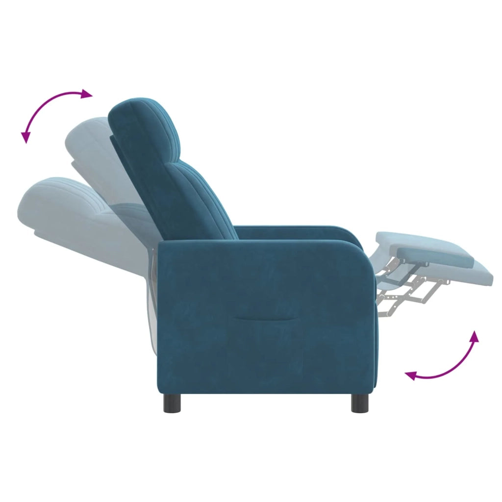 Divano Sedia-Poltrona reclinabile Blu Velluto (V)