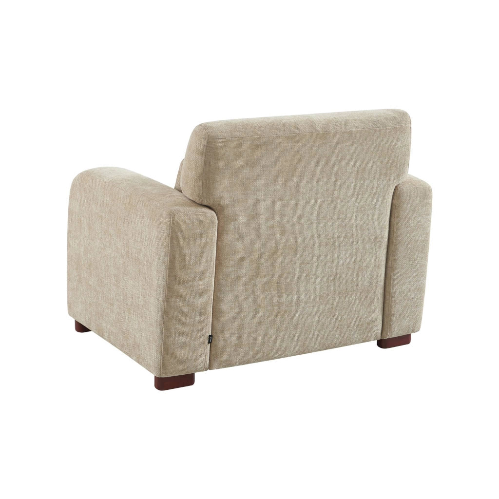 Poltrona in tessuto con gambe in legno di hevea, beige