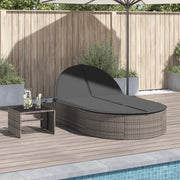 vidaXL Lettino Prendisole Doppio con Cuscini Grigio in Polyrattan