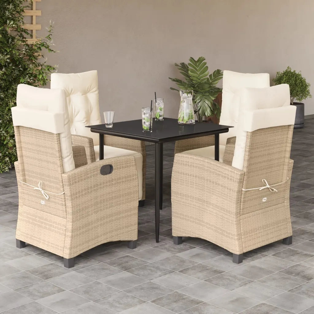 vidaXL Set da Pranzo da Giardino 5 pz con Cuscini Beige in Polyrattan