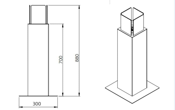 Camino a Bioetanolo da Pavimento 20x20x70 cm per Esterno Capri 70 Nero