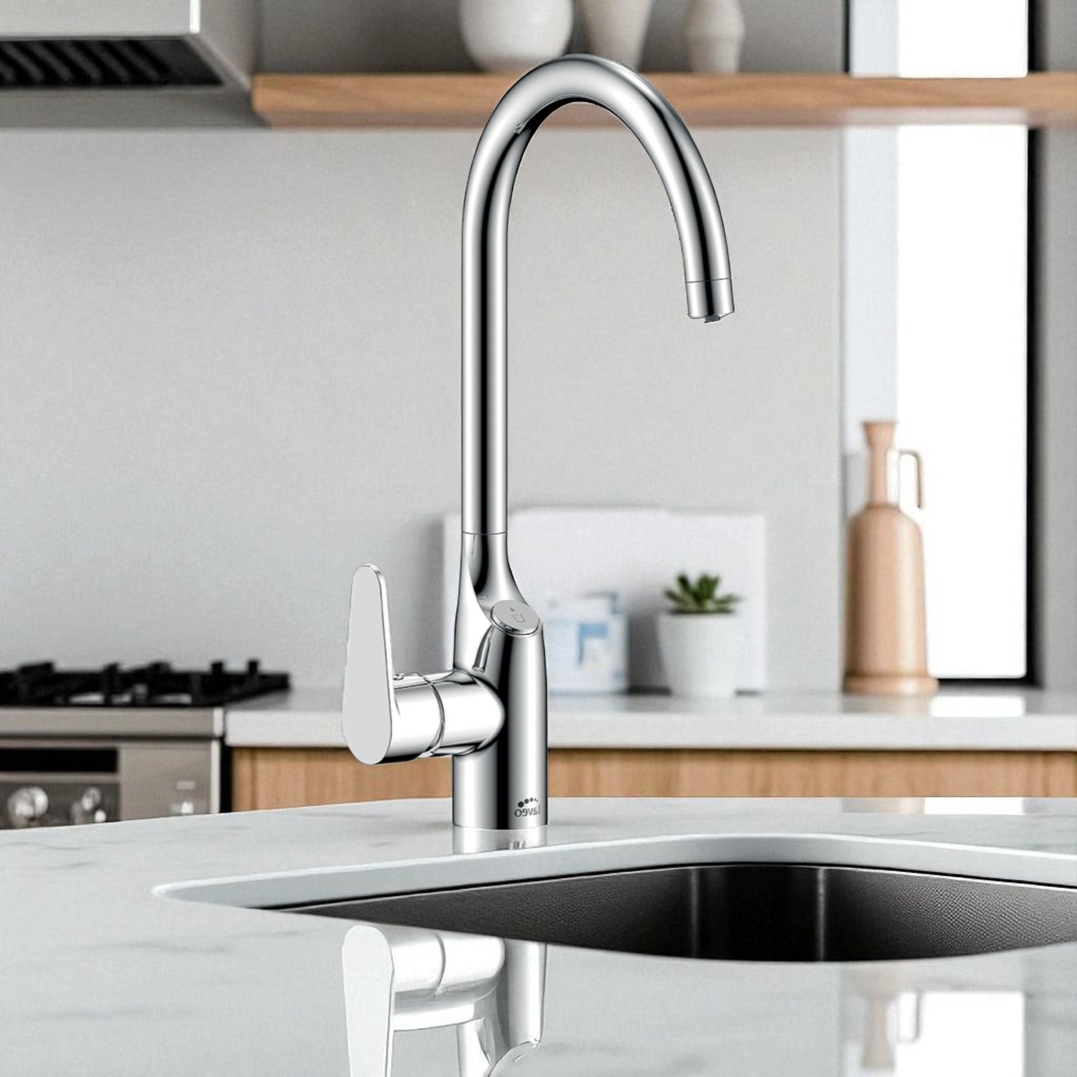 Rubinetto Lavello con Filtro Acqua | Beccuccio a U 360°, Cromato o Nero, Acqua Filtrata Direttamente dal Rubinetto