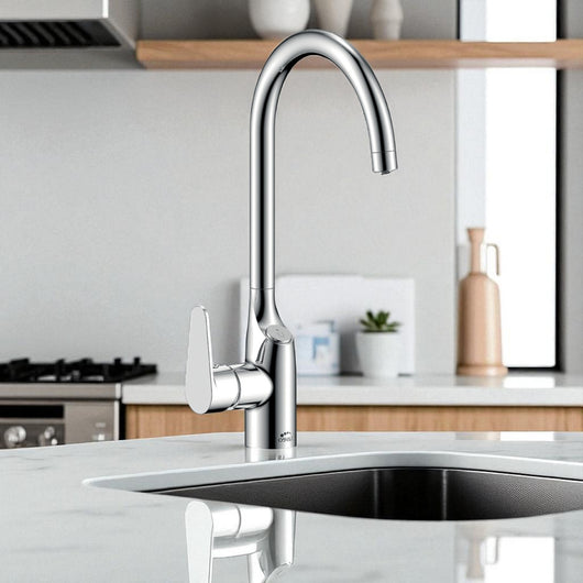 Rubinetto Lavello con Filtro Acqua | Beccuccio a U 360°, Cromato o Nero, Acqua Filtrata Direttamente dal Rubinetto