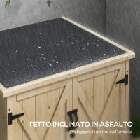 Armadio da Esterno con Ripiano Interno Regolabile e Tetto Inclinato, in Legno di Abete, 77.5x88x90 cm