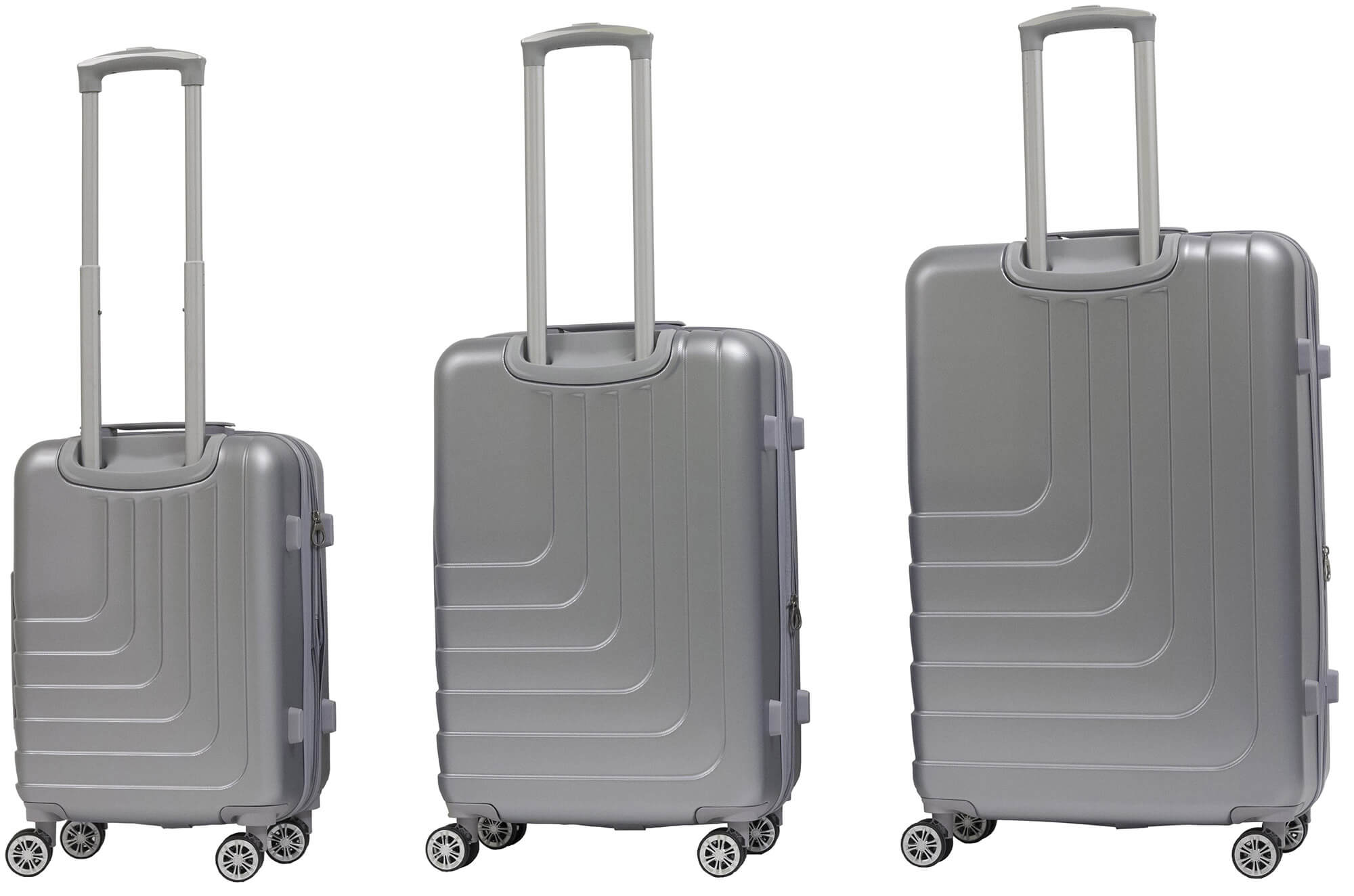 Set 3 Valigie Trolley Rigide in ABS 4 Ruote TSA Ravizzoni Titanio Silver