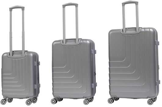 Set 3 Valigie Trolley Rigide in ABS 4 Ruote TSA Ravizzoni Titanio Silver