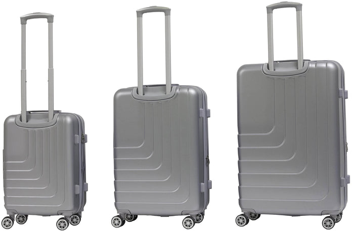Set 3 Valigie Trolley Rigide in ABS 4 Ruote TSA Ravizzoni Titanio Silver
