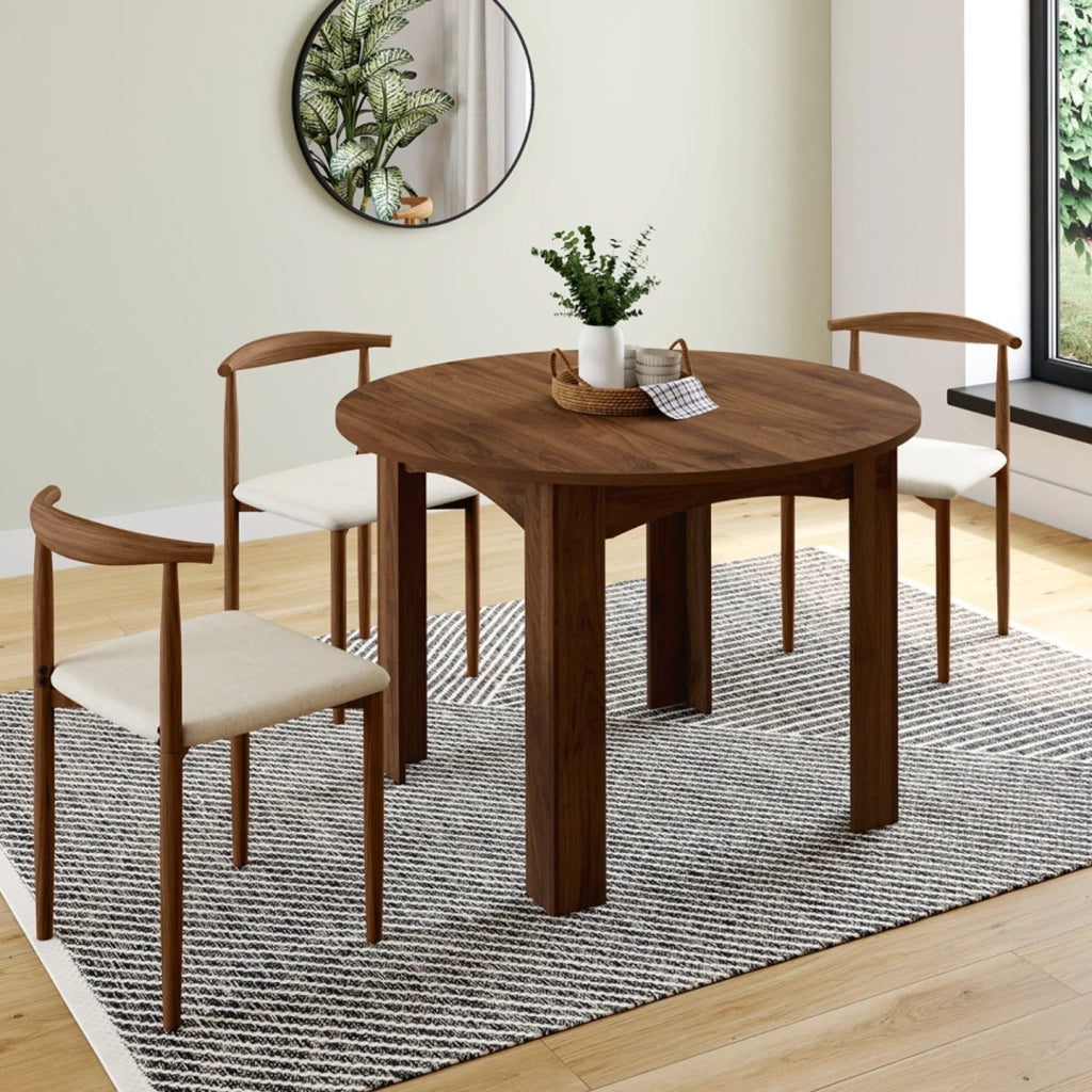 IDMarket - DONA tavolo da pranzo rotondo allungabile 4-8 persone noce 110-150 cm