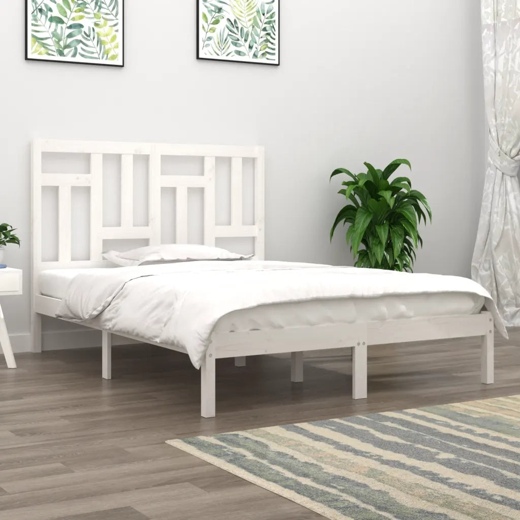 Giroletto senza Materasso-Struttura Letto Bianco 120x200 cm Legno Massello Pino 444215