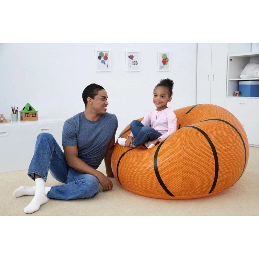 Trade Shop - Poltrona Pouf Gonfiabile Design Palla Da Basket Bambini Ragazzi 114x112x66cm 75103 -