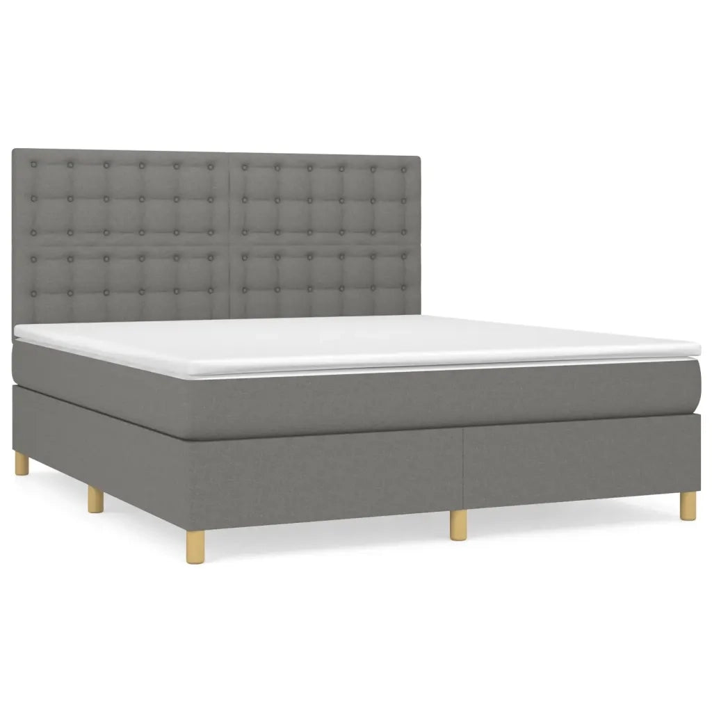 Giroletto a Molle con Materasso Grigio Scuro 180x200 cm Tessuto 3142674