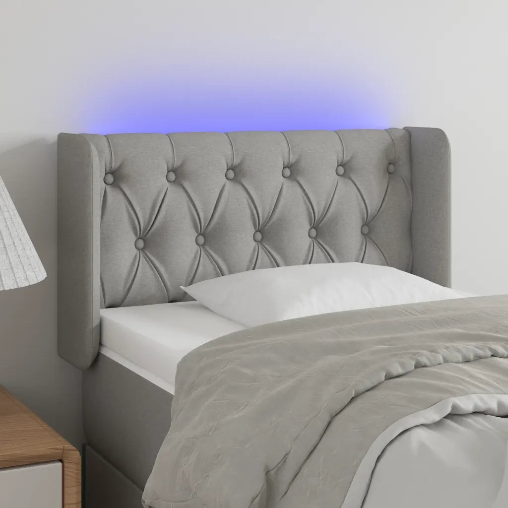 Testiera | Testata Grigio Chiaro a LED 83x16x78/88 cm in Tessuto