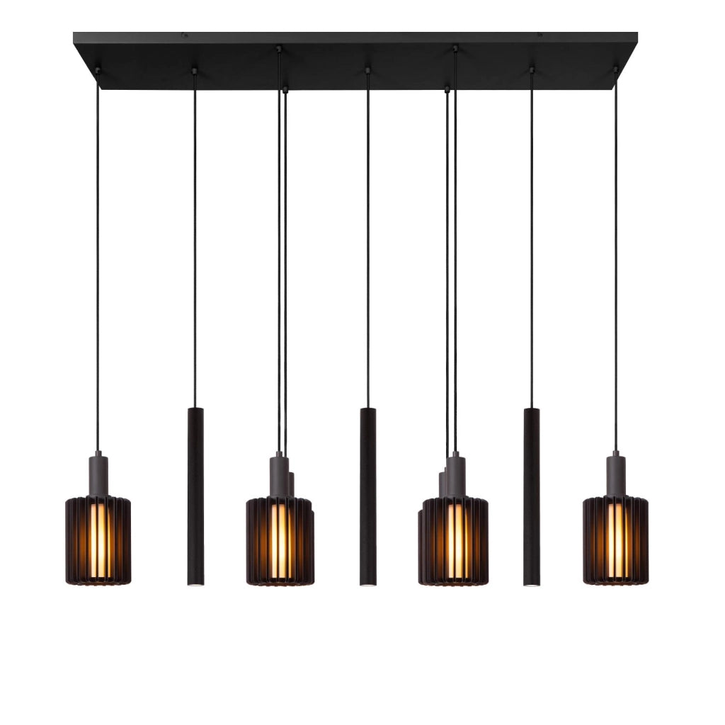 Lampada a sospensione nera LAMBRES 6xE27+3xGU10 Lucide
