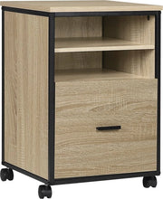 Cassettiere su Rulli - Cassa, Cassa Ufficio, Cassa Archivi - Ufficio, Salotto - Lamiera/Acciaio - 40x40x60 cm - Legno Bianco / Nero