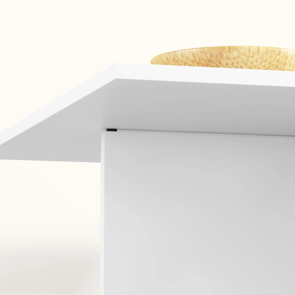 Tavolo da pranzo pieghevole salvaspazio per 2-4 persone, con cassetto e vani aperti, 114,5 x 70 x 75 cm, bianco