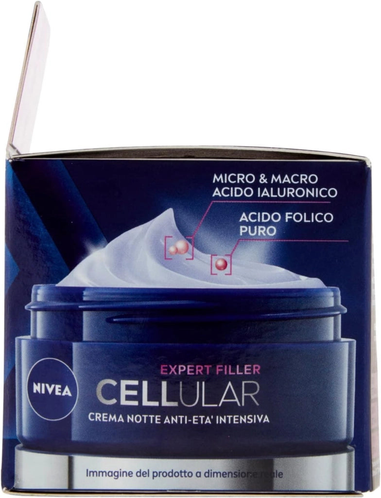 NIVEA CREMA NOTTE ANTI ETÀ INTENSIVA 50 ML CON ACIDO IALURONICO E FOLICO 24 H