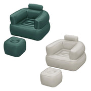 Trade Shop - Poltrona Gonfiabile Relax Comfort Con Braccioli Pouf Poggiapiedi Comfi Cube 107x99x80cm -