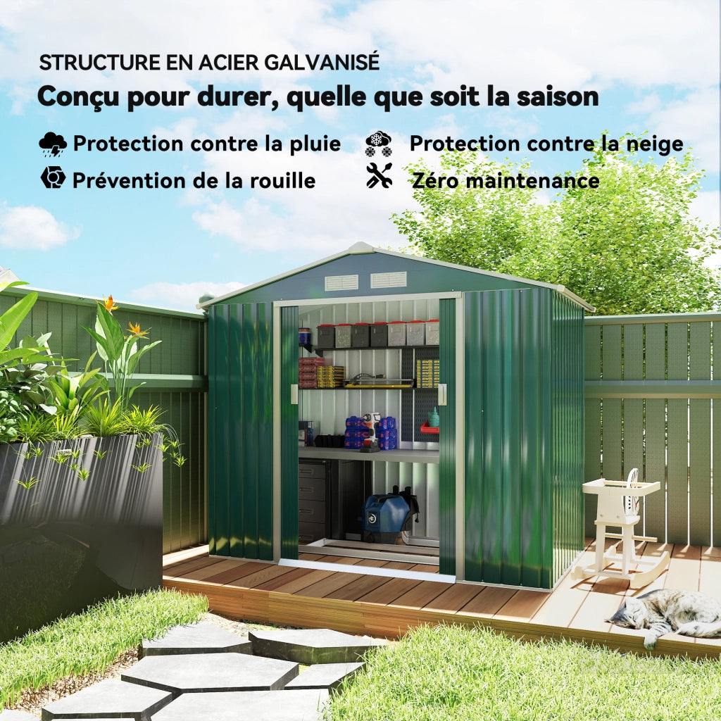 Casetta da Giardino ¨C zephmum ¨C Verde Acciaio 213x130x185 cm