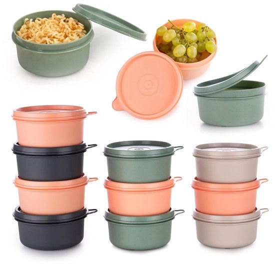 Contenitori alimentari in plastica con coperchio, 280 ml, 12 pz, ermetici, impermeabili, reutilizzabili, mini bentobox, box da picnic, per cucina
