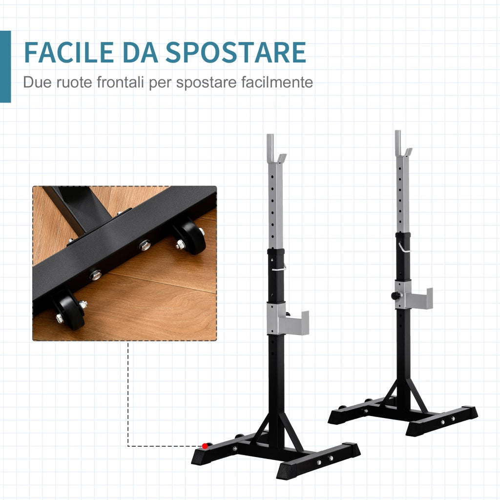 Rack Porta Bilanciere Acciaio ¨C Zephmum ¨C Nero 55x57x105-170cm