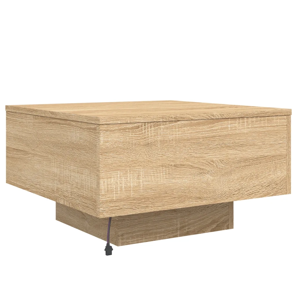Tavolino da salotto | Tavolino da caff¨¨ | Tavolino da Soggiorno con Luci LED Rovere Sonoma 55x55x31 cm