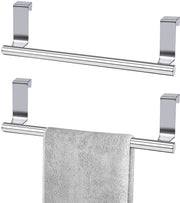 Sostegno a due vie per asciugamani appeso, asciugamani appeso in acciaio inossidabile, asciugamani appeso per porta con striscia di protezione antiscivolo, asciugamani appeso per porta di armadio, adatto per cucina e bagno (2 pezzi piccoli)