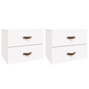 Set di 2 Comodini | Armadio da Notte | Mobiletto da notte a Muro Bianchi 50x36x40 cm