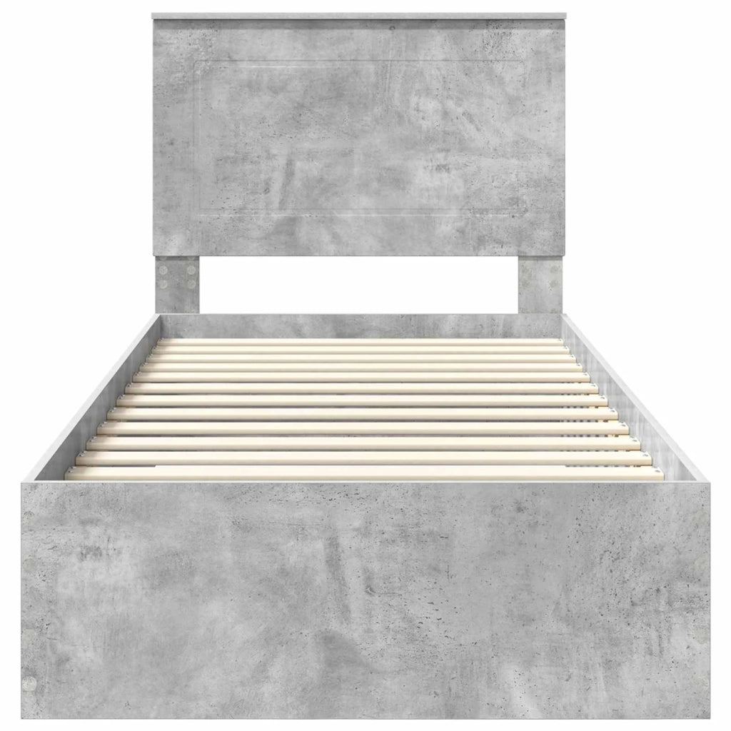 Struttura del letto con testiera-Giroletto con Testiera Grigio cemento 90 x 190 cm 452741