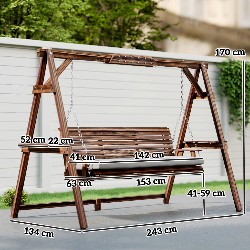 Altalena da giardino 3 posti in legno ¨C zephmum ¨C colore antracite