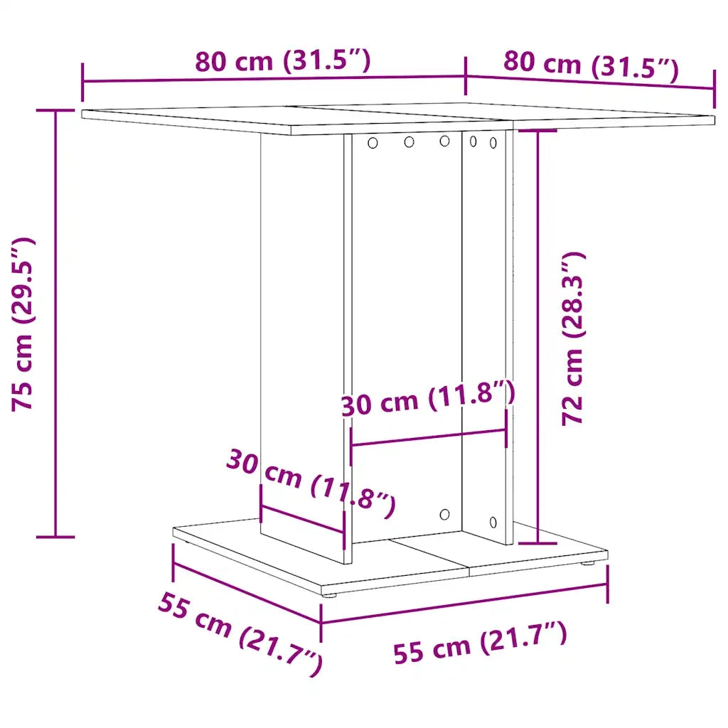 Tavolo Pranzo Rovere Artigianale 80x80x75 cm Legno Multistrato