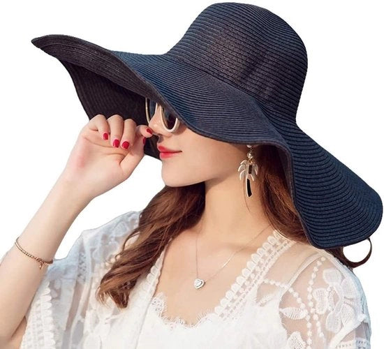 Cappello da Sole per Donne - Grande Royale con Bordo 15 cm - Cappello a Piastra - Cappello a Pizzo - Protezione Elegante - Ideale per Vacanze - Cappello a Piastra