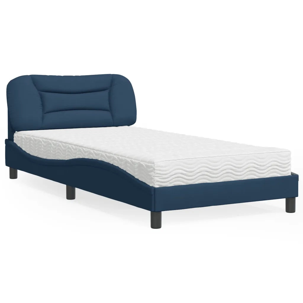Letto con Materasso-Struttura Letto con Materasso Hvar Blu 100x200 cm in Tessuto