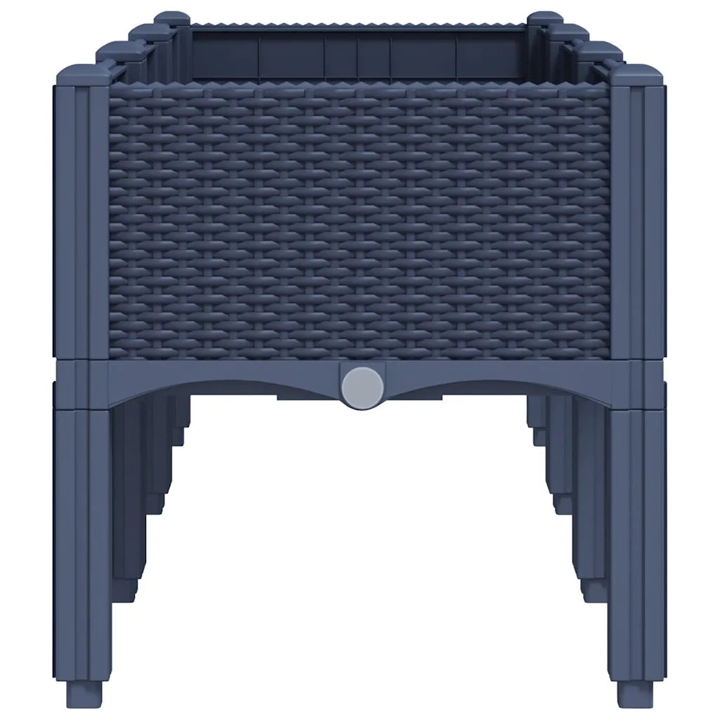 Fioriera da Giardino con Gambe Grigio Blu 120x40x42 cm in PP 367896