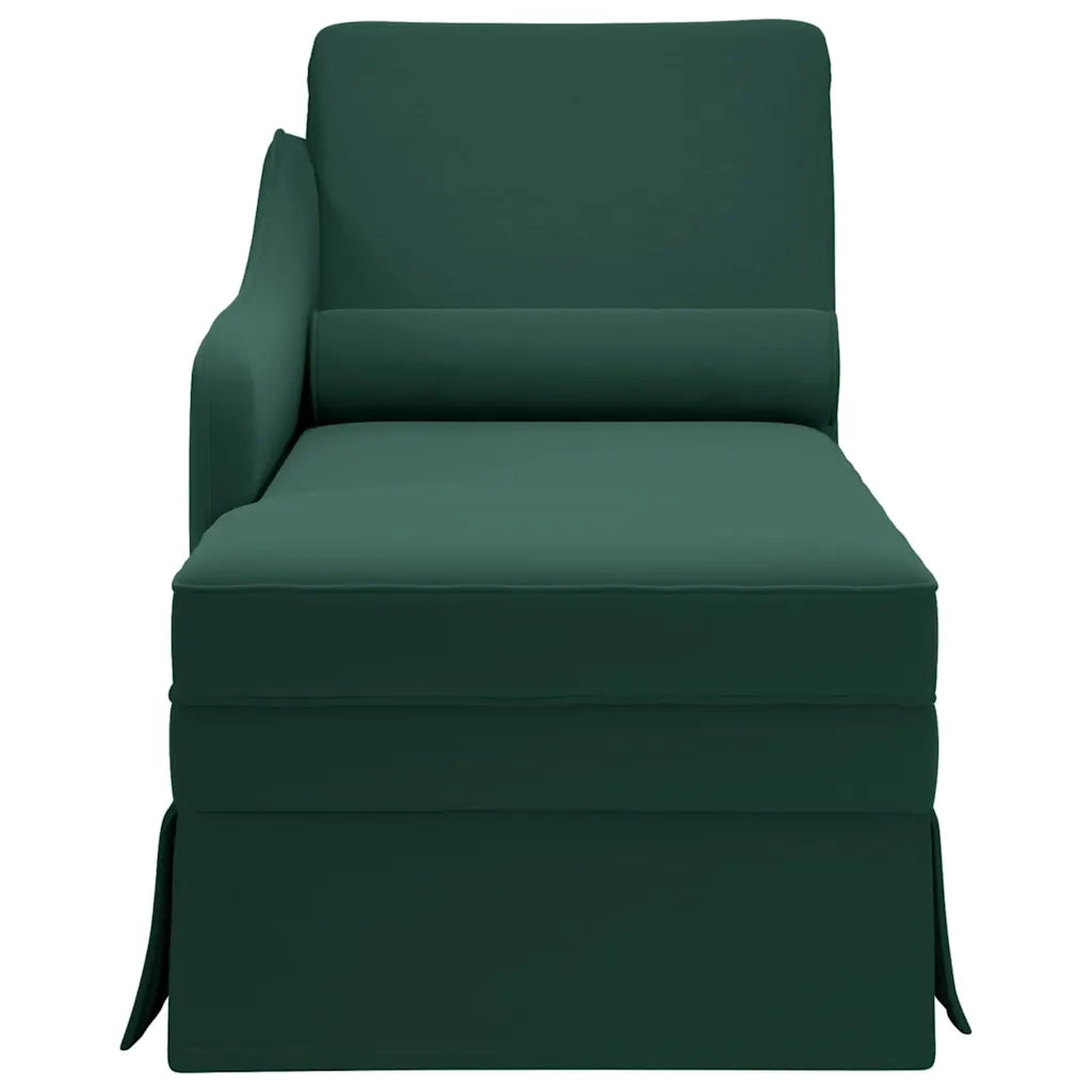 Sdraio con Capezzale e Bracciolo Destro Verde Scuro in Velluto 4009784