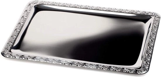 Dienblad rotondo con decorativa fascia in acciaio inossidabile, 63,5 x 44,5 cm, rettangolare