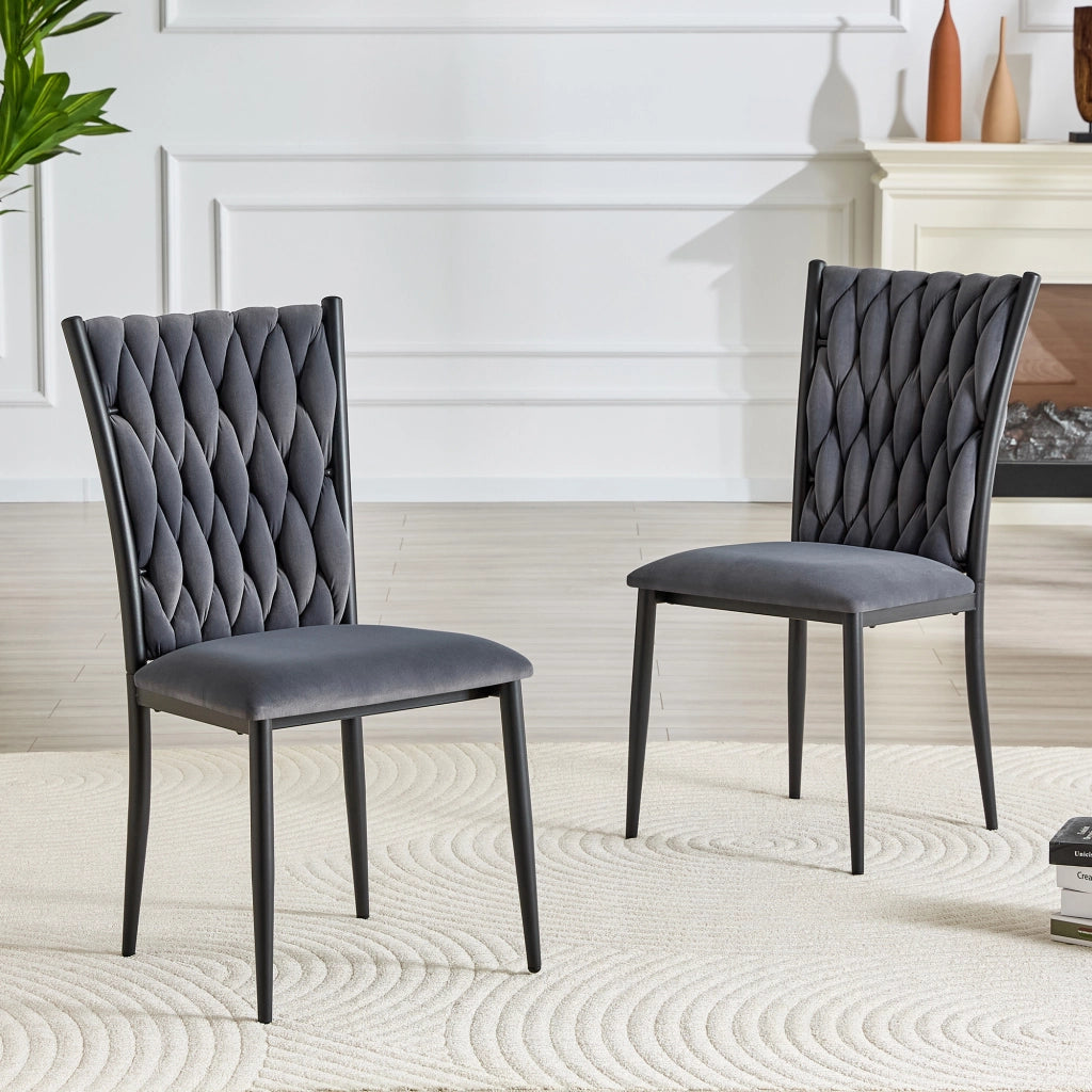 SEDIA da pranzo con schienale alto velluto grigio scuro e gambe in metallo nero