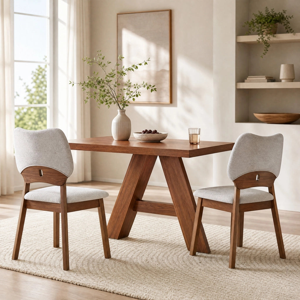 Set di 2 sedie da pranzo 95.5x36.0x54.0 cm con schienale a farfalla in legno di caucciù grigio
