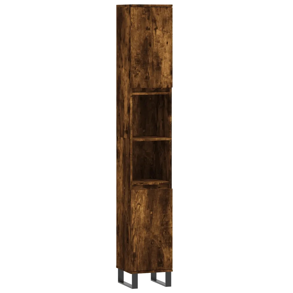 Set Mobili da Bagno 3 pz Rovere Fumo in Legno Multistrato 3187802