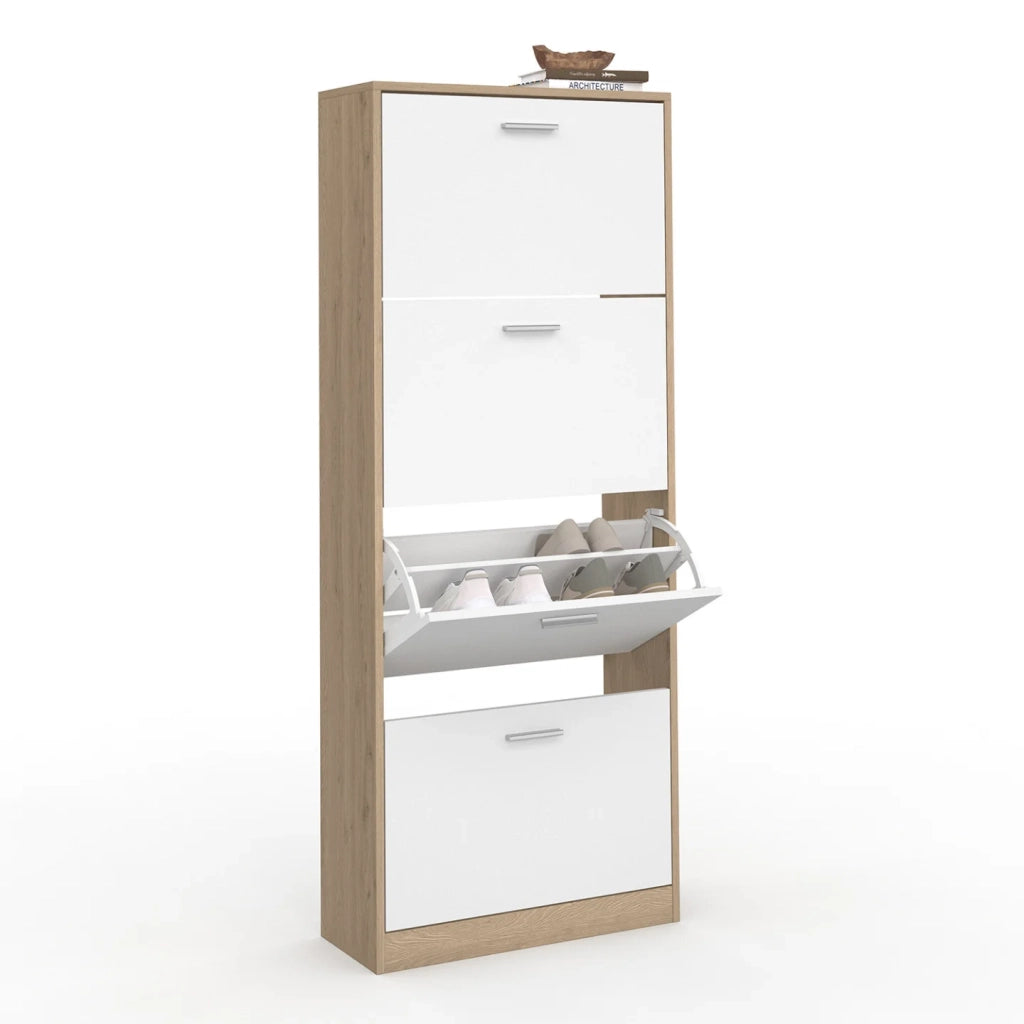 IDMarket - Scarpiera effetto faggio con 4 ante bianco