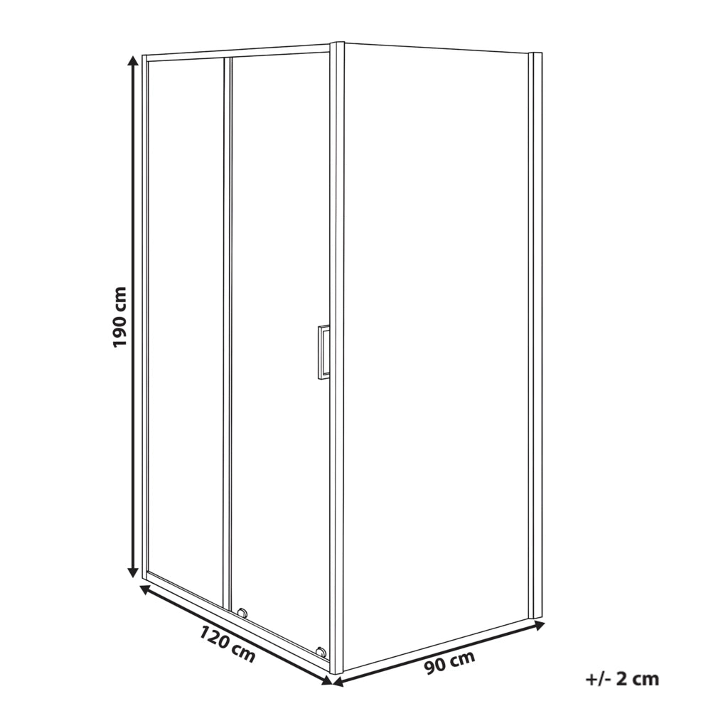 Cabina doccia moderna in vetro temperato con porta singola e profili in alluminio argento 90 x 120 x 190 cm