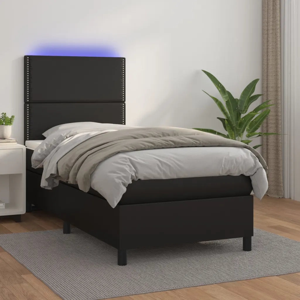 Giroletto a Molle con Materasso e LED-Struttura Letto Nero 90x200 cm Similpelle 855231