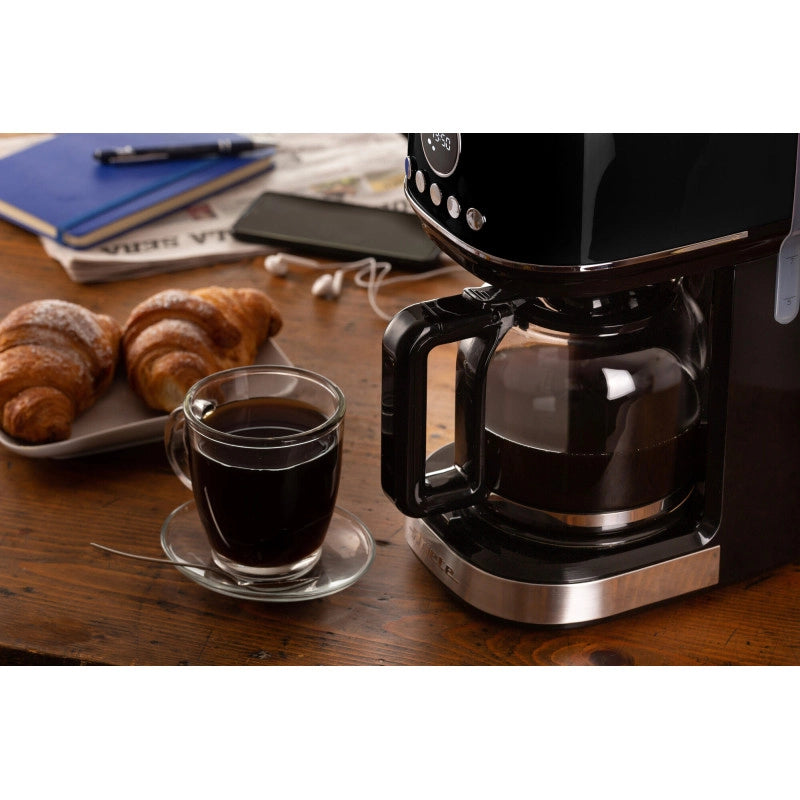 Macchina da caffè con filtro Moderna 15 tazze, base riscaldante, display LCD - Nero