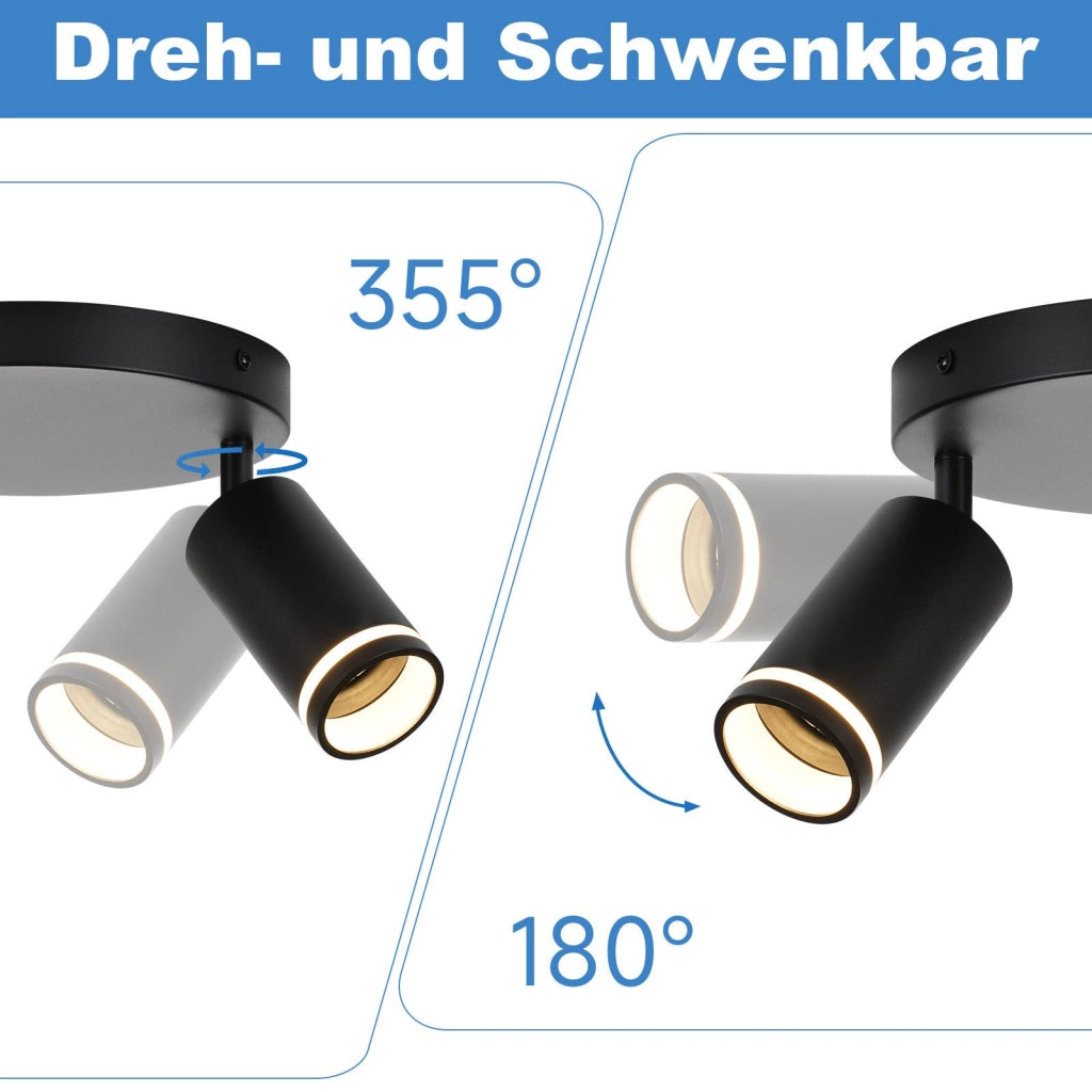ZMH Faretto da soffitto neri 2 fiamme GU10 orientabili 355° per corridoio