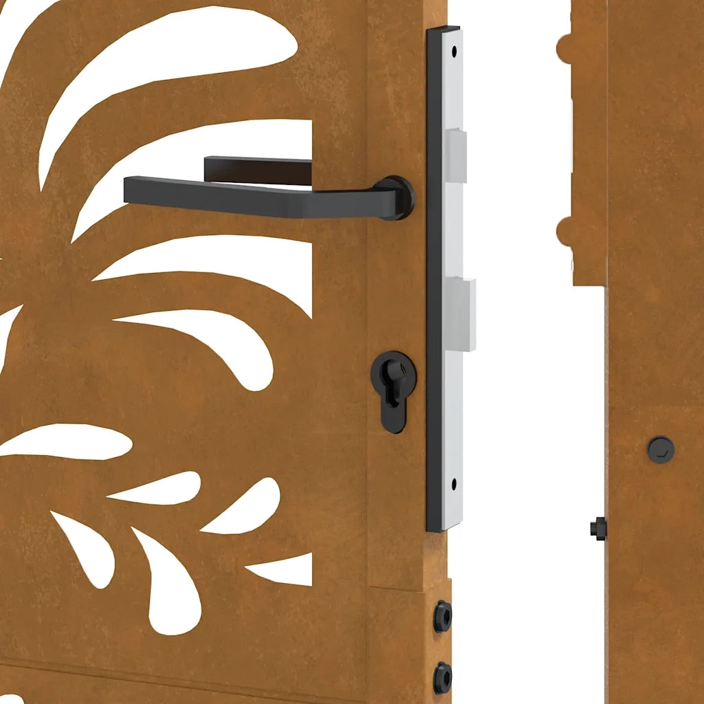 Cancello da giardino 100x200 cm in acciaio corten design ondulato 4100978