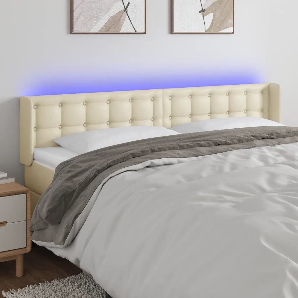 Testiera | Testata a LED Crema 203x16x78/88 cm in Similpelle