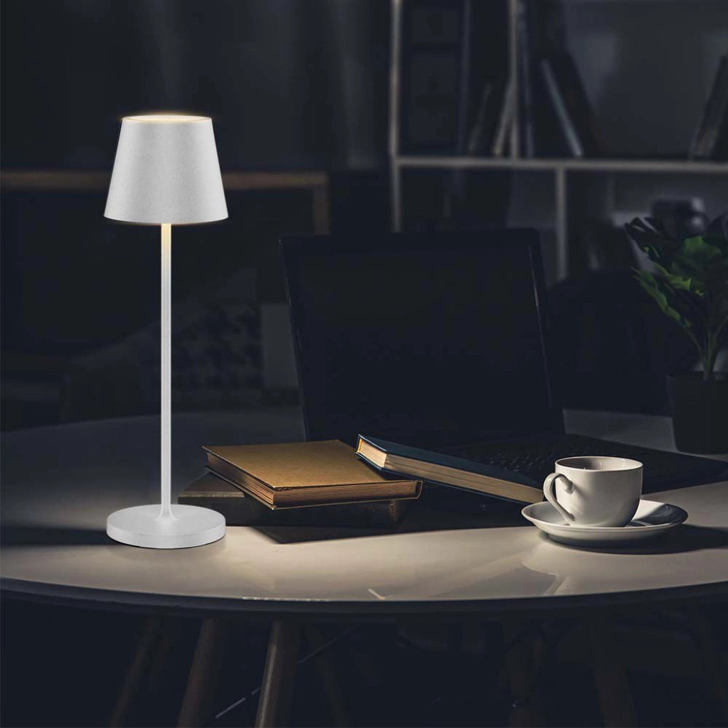 Lampada LED da Tavolo 1.5W Colore Bianco in Alluminio con caricatore Wireless e Touch Dimmerabile 3000K IP54 SKU 23445