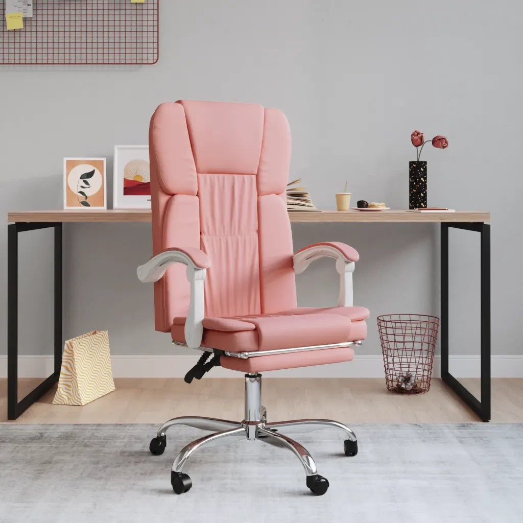 Poltrona | Sedia Relax da Ufficio Reclinabile Rosa in Similpelle