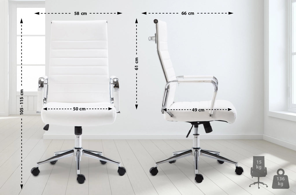 Sedia ufficio Kolumbus in similpelle bianco
