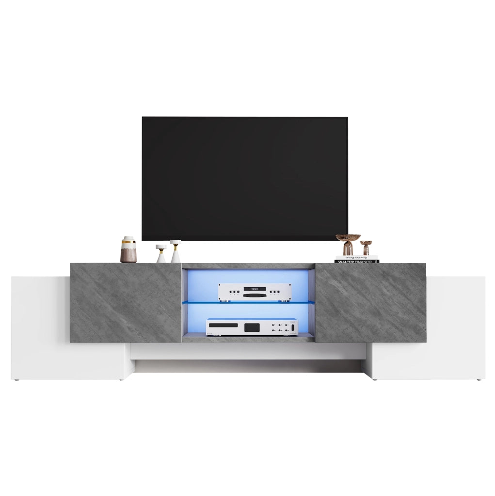 mobile TV 180 x 40 x 46,5 cm bianco e grigio con LED Bluetooth e vani