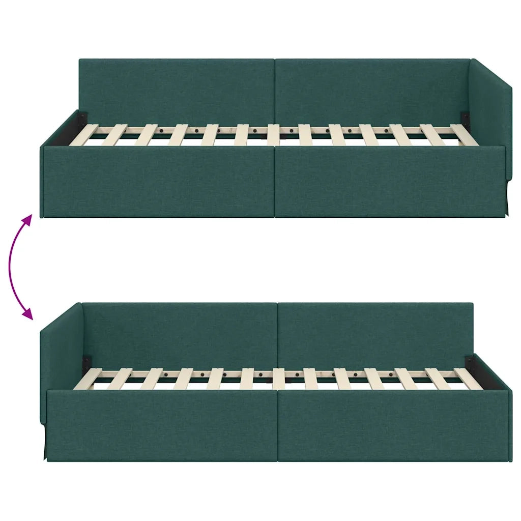 vidaXL Cornice del letto ad angolo Verde scuro 90 x 190 cm